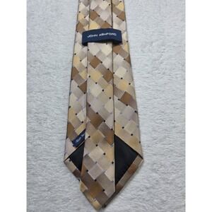 John Ashford Tie Gold Geometric Silk